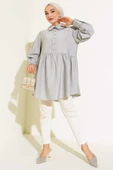 Bebe Yaka Dantelli Tunik Gri - 2