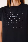 Happınes Pullu T-Shirt Siyah thumbnail 3