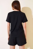 Dun İşlemeli T-shirt Siyah thumbnail 3