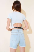 Arkası Kemerli Crop Mavi thumbnail 3