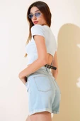 Arkası Kemerli Crop Mavi thumbnail 2