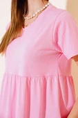Süprem V Yaka Elbise Pembe thumbnail 4