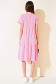 Süprem V Yaka Elbise Pembe thumbnail 3