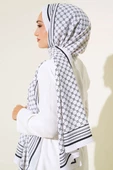 Dijital Baskılı Medine Şal Beyaz - 3
