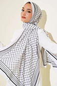 Dijital Baskılı Medine Şal Beyaz - 1