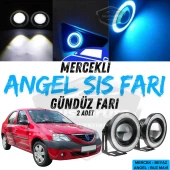 Dacia Logan Uyumlu Üniversal Mercekli Angel Sis Farı Metal Su Geçirmez 76 mm Buz Mavi Halkalı Gündüz Farı Angel Eyes 2 Adet - 1