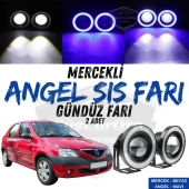 Dacia Logan Uyumlu Üniversal Mercekli Angel Sis Farı Metal Su Geçirmez 76 mm Mavi Halkalı Gündüz Farı Angel Eyes 2 Adet - 1