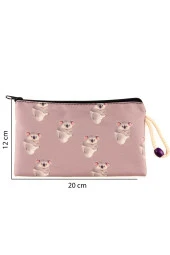 Sevimli Kuala Desenli Kalemlik Fermuarlı Makyaj Çantası Orta Boy 12 cm X 20 cm - 3