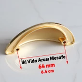 Yelken Midye Tas Çanak 64 mm Düğme Altın Gold Mobilya Mutfak Dolabı Çekmece Dolap Kulpları Kulb thumbnail 2