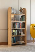 Limnizza Oval Ahşap Kitaplık Raflı Modern Kitaplık Çok Raflı Kitaplık Ofis Ev Dekoratif Kitaplık Atlantik Çam - 1