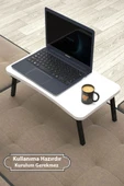 Limnizza Laptop Sehpası Seyyar Kahvaltı Masası Katlanır Çalışma Sehpası Beyaz - 1