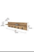 Limnizza Ahşap Raflı Portmanto Duvar Askılığı Elbise Askılığı 70 Cm Atlantik Çam - 6