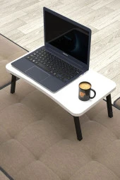 Limnizza Laptop Sehpası Seyyar Kahvaltı Masası Katlanır Çalışma Sehpası Beyaz - 2