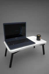 Limnizza Laptop Sehpası Seyyar Kahvaltı Masası Katlanır Çalışma Sehpası Beyaz - 4