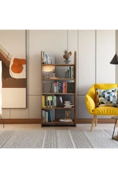 Limnizza Dekoratif 5 Raflı Kitaplık Modern Kitaplık Kütüphane Organizer - 2