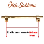 Hisar Altın Gold Düz Metal Kulp Kulbu 160 mm Çekmece Mobilya Mutfak Dolabı Dolap Kulpları Kulbu - 2