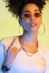 Octagon Gümüş-Siyah Sekizgen Erkek Güneş Gözlüğü thumbnail 1