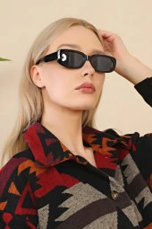 Kare Stil Iki Noktalı Retro Turuncu Kadın Güneş Gözlüğü thumbnail 1