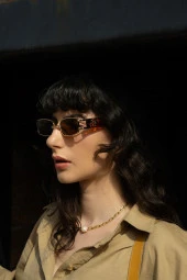 Mavi Aynalı Retro Kadın Güneş Gözlüğü thumbnail 3