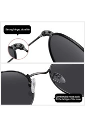 Gold Metal Çerçeveli Kırmızı Camlı Beşgen Retro Kadın Güneş Gözlüğü thumbnail 5