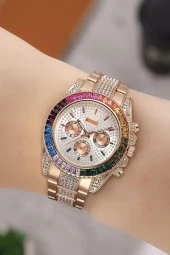 Renkli Tasarım Taşlı Kadın Kol Saati thumbnail 1