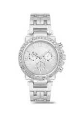 Dekoratif Kadran Taşlı Tasarım Metal Kordon Gümüş Kadın Kol Saati - 2