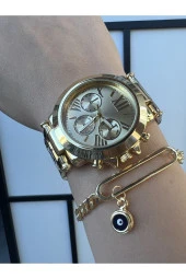 Dekoratif Göstergeli Gold Renkli Şık Kadın Kol Saati - 2