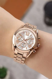 Dekoratif Kadran Rose Metal Kordon Kadın Kol Saati - 1