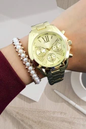 Dekoratif Kadran Gold Metal Kadın Kol Saati - 1