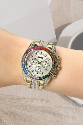 Dekoratif Kadran Renkli Kasa Metal Kadın Kol Saati - 1