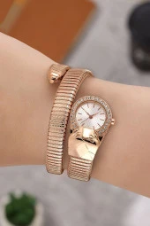 Yılan Figürlü Rose Metal Kadın Kol Saati thumbnail 1