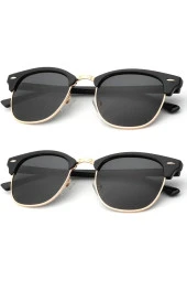 Round Metal Gold- Siyah Yuvarlak Erkek Güneş Gözlüğü thumbnail 1