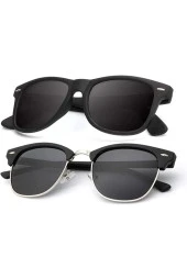 Round Metal Gold-Siyah Yuvarlak Erkek Güneş Gözlüğü - 1