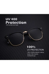 Round Metal Gold- Siyah Yuvarlak Erkek Güneş Gözlüğü thumbnail 2