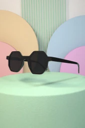 Octagon Retro Tasarım Leopar Sekizgen Unisex Güneş Gözlüğü - 1