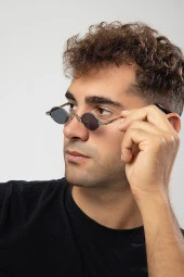 Mavi Yuvarlak Kemik Kasa Kadın Güneş Gözlüğü thumbnail 2