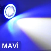 Fiat Doblo D1 2000-2005 Uyumlu Üniversal Mercekli Angel Sis Farı Metal Su Geçirmez 76 mm Mavi Halkalı Gündüz Farı Angel Eyes 2 Adet - 10