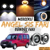 Fiat Doblo D1 2000-2005 Uyumlu Üniversal Mercekli Angel Sis Farı Metal Su Geçirmez 76 mm Turuncu Halkalı Gündüz Farı Angel Eyes 2 Adet - 1