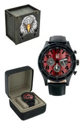 Beşiktaş Orijinal Erkek Kol Saati Siyah Deri Kordonlu Hediyelik Ahşap Kutulu - 1