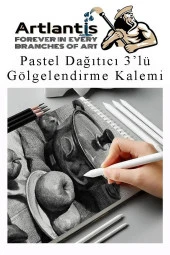Pastel Dağıtıcı Gölgelendirme Kalemi 3 lü 1 Paket Kaynaştırma Kalemi Kara Kalem Dağıtıcı Kalem Kağıt Kalem - 6