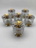 6'lı Ayaklı Gümüş Timeless Cam Magnolia Kasesi, Kelebek Kapaklı Dondurmalık, Şekerlik, Çerezlik - 4