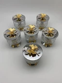 6'lı Ayaklı Gümüş Timeless Cam Magnolia Kasesi, Kelebek Kapaklı Dondurmalık, Şekerlik, Çerezlik - 2