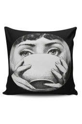 Fornasetti Figürlü Dijital Baskılı Kırlent Kılıfı - 1