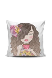 Fashion Girl Dijital Baskılı Kırlent Kılıfı - 1