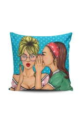 Pop Art Kızı Dijital Baskılı Kırlent Kılıfı - 1