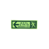30x10 Cm Fosforlu Yangın Uyarı (ACİL ÇIKIŞ-EMERGENCY EXİT) Levhası (SOL YÖN) - 1