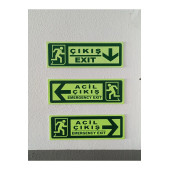 30x10 Cm Fosforlu Yangın Uyarı (ACİL ÇIKIŞ-EMERGENCY EXİT) Levhası (SOL YÖN) - 2
