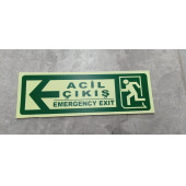 30x10 Cm Fosforlu Yangın Uyarı (ACİL ÇIKIŞ-EMERGENCY EXİT) Levhası (SOL YÖN) - 4