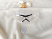 Deniz Gözlüğü Silikon Burun Tıkaçlı Kutulu Sörf Yüzücü Gözlüğü Şeffaf Siyah - 1