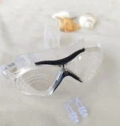 Deniz Gözlüğü Silikon Burun Tıkaçlı Kutulu Sörf Yüzücü Gözlüğü Şeffaf Siyah - 4